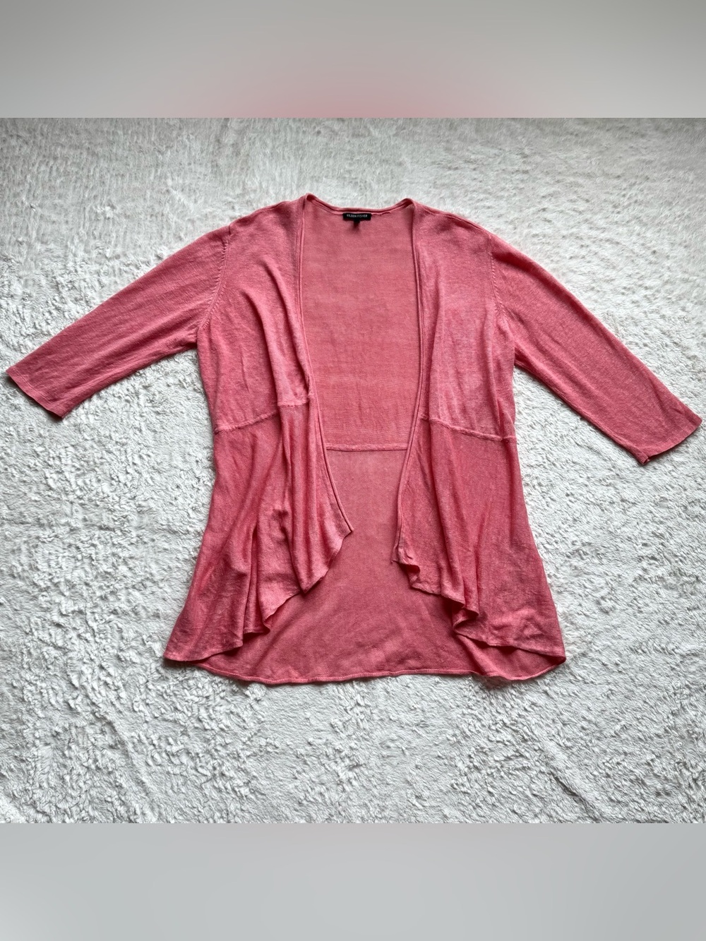 Eileen Fisher Open Front Linen Cardigan XL Pink Coastal Lagenlook Minimalist
